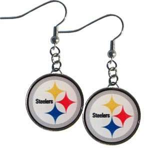 NFL Football Pittsburg Steelers Dangle Charm Earrings With Team Logo 