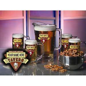  Personalized Red Tavern Beer Set (1 Pitcher & 4 Mugs 