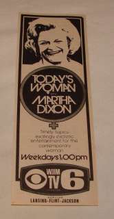 1974 WJIM tv ad ~ TODAYS WOMAN Martha Dixon  