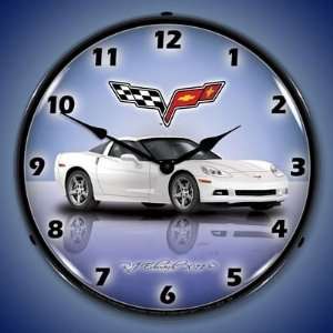    C6 Corvette Arctic White Lighted Wall Clock