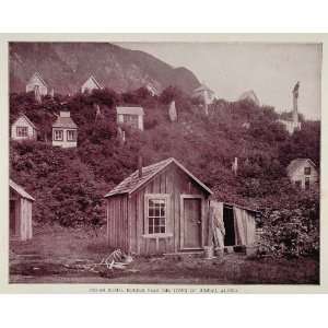  1893 Indian Burial Houses Juneau Alaska Duotone Print 