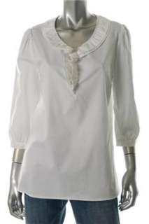 Kate Spade NEW Dress Shirt White BHFO Ruffled Top M  