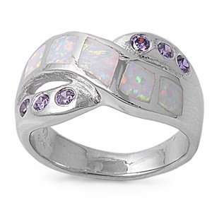   11mm Amethyst & White Lab Opal Ring (Size 5   9)   Size 7 Jewelry