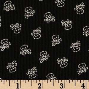  58 Wide Cotton Thermal Knit Skulls White/Black Fabric By 
