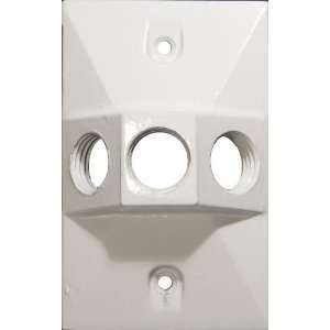   Weatherproof Covers   Retangular Lampholder Three Hole 1/2in White