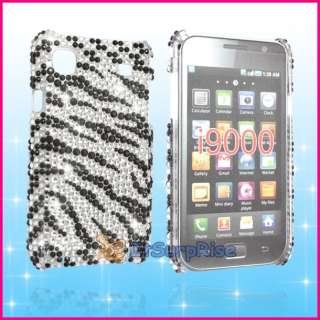 Bling Diamond Black Zebra Back Hard Case Cover For Samsung i9000 