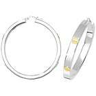45mm Sterling Silver Hoop Earrings With 9k Yellow Gold 