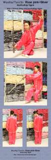 Wushu TaiChi Taiji KungFu uniforms RosePink+silver S~XL  