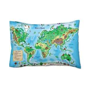  Kidlandia Whimsical World Map Pillowcase