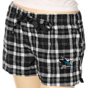  San Jose Sharks Ladies Black Plaid Lounge Shorts Sports 