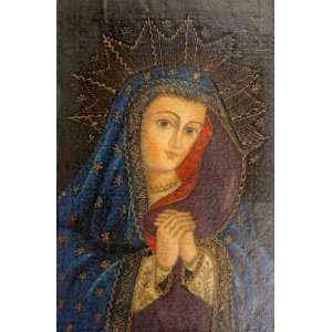  VIRGIN MARY Our Lady Praying Cuzco Oil Painting from Peru 