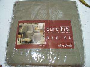 Sure Fit Cotton Duck Wing Chair Slipcover Linen  