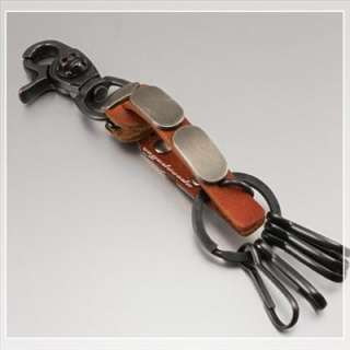   genuine leather handmade key ring keychain 4q big 316l stainless steel