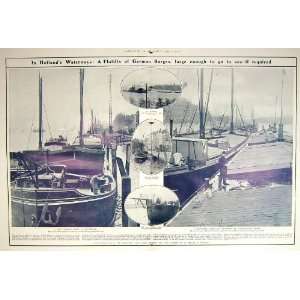  1909 HOLLAND FLOTILLA GERMAN BARGES LEVIATHAN ROTTERDAM 