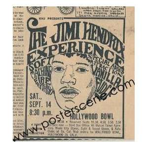  Jimi Hendrix Hollywood Bowl 1968 Original Concert Ad
