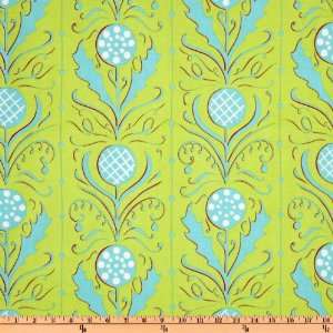  44 Wide Gypsy Round Flowers Citron Fabric By The Yard 