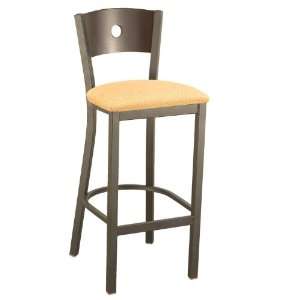  Cafe Stool with Wood Back and Upholstered Seat Black Vinyl 