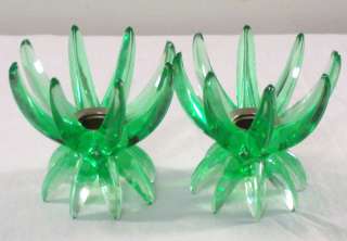 GREEN RETRO FRIEDEL GES GESCH CANDLE HOLDERS GERMANY  