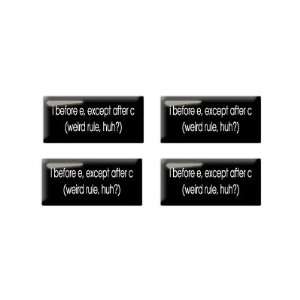   Except After C   Weird Rule   3D Domed Set of 4 Stickers Automotive