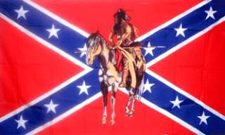 Rebel Indian on Horse Confederate USA 3x5 American Flag  