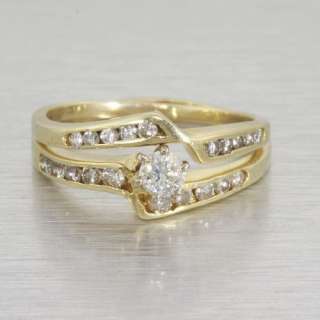 Fine Vintage 14k Gold Diamond Engagement Ring Set  