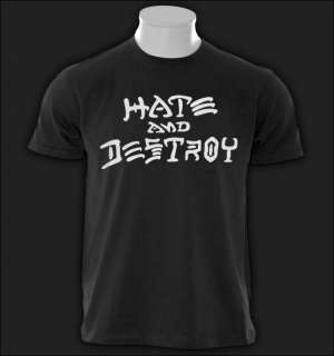 HATE AND DESTROY & THRASHER 666 SKATEBOARD T SHIRT S XX  