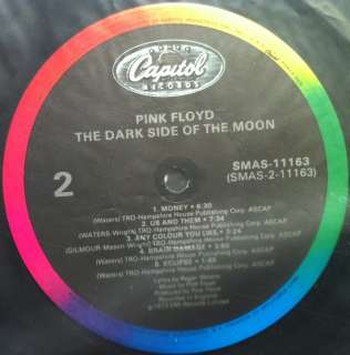 PINK FLOYD dark side of moon LP VG+ SMAS 11163 1980s Press W/2 