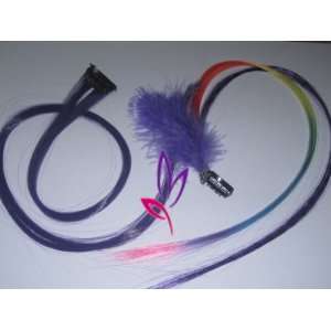 Hair Extensions with Feather Plus Purple Clip in Straight Hair 
