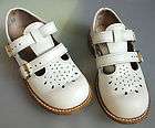   girls white double T strap dress shoes mary janes sz 7 wide EUC