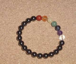 Chakras Bracelet 8mm Gemstone beads + hematite beads  