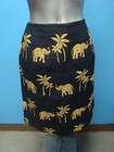 Steven Stolman Elephants Black Fitted Skirt SZ 14