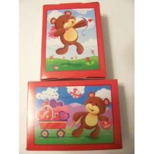   Double Sided Mini Puzzle ~ Bears (Wagon of Love; Cupid) Toys & Games