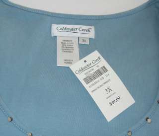 Coldwater Creek Spring Floral Top 3X NWT Blue  