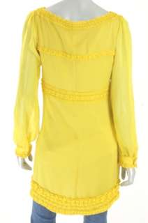 CATHERINE MALANDRINO Yellow Tunic Top Womens Size 8 M  