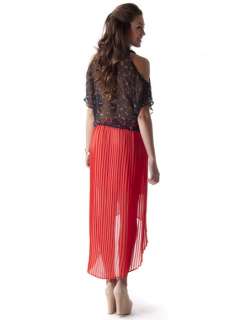 NEW WOMEN Casual Fashion Trendy Pleated High Low Maxi Long Skirt sz 
