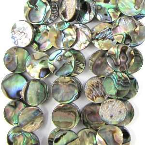  4x14mm abalone shell coin beads 16 strand