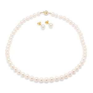  Akoya Pearl Necklace & Earrings18 7.5mm AAA Jewelry