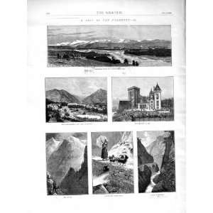  1872 Pyrenees Mountains Pau Chateau Luchon Pic Hourat 