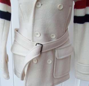   womens small merino wool coat cream peacoat $798 nwt gorgeous  