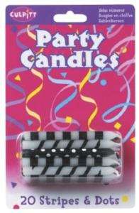 20 Black White ZEBRA Stripes Dot Birthday Candles PARTY CAKE  