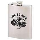 oz Hip Flask Engraved with Live to Ride
