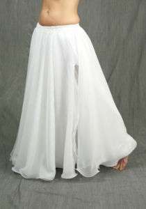 White 2 Layer Reversible Slit Skirt Belly Dance Costume  
