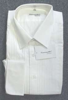 New Mens Fumagalli White Cotton Laydown Tuxedo Shirt  