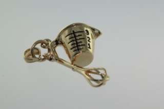 14K GOLD 3D MEASURING CUP & WHISK ENAMEL CHARM moveable PENDANT 
