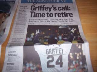 Ken Griffey Jr Retires Newspaper June 3RD Local Edition  