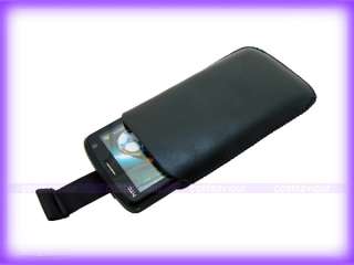 Black Leather Sleeve Cover Pouch for HTC Touch HD T8282  