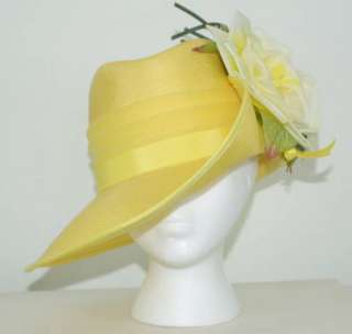 Yellow Kentucky Derby Easter Church Dressy Ascot Royal Wedding Hat 