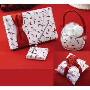  Red and White Wedding Accessories Set 4 pieces Arts 