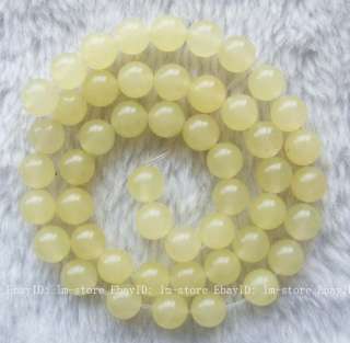 8mm Light Yellow Jade Round Beads 15.5   