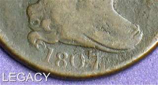 1807 DRAPED BUST HALF CENT WITH STEMS 204 YEARS OLD (PE  